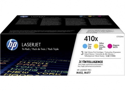 CF252XM Lézertoner multipack Color LaserJet Pro M452, M477 nyomtatókhoz, HP 410X, c+m+y, 3*5k